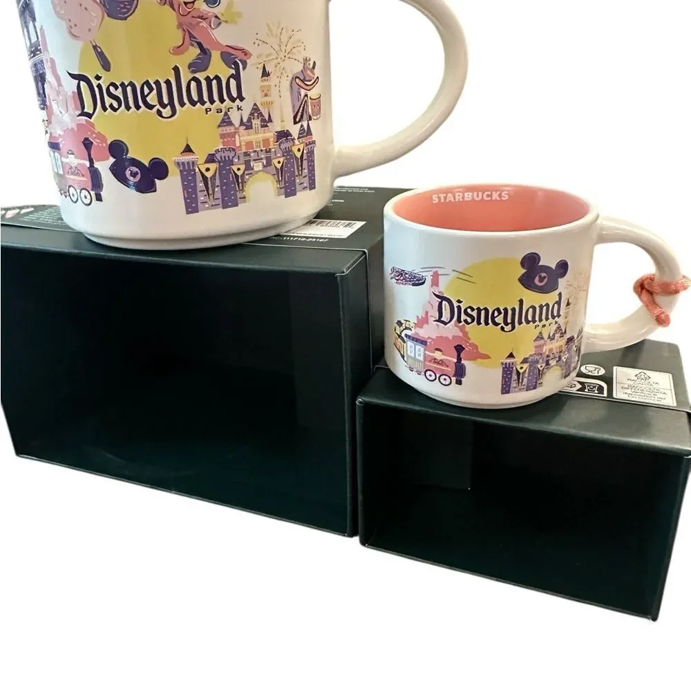 Starbucks Disneyland Mug Duo full size & mini Purple and  Pink NWT
